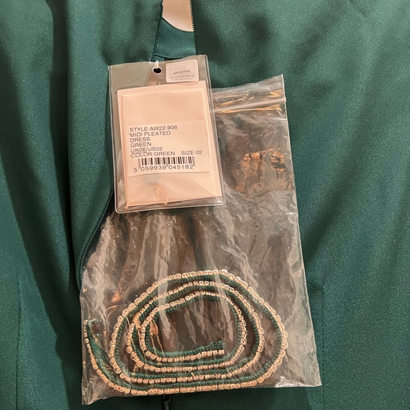 Self Portrait pleated crystal bow midi dress, NWT, Size 2 - Picture 5 of 6